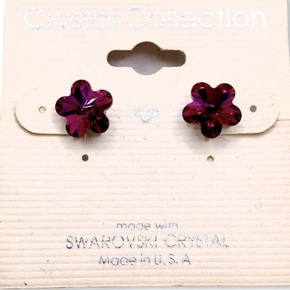 Crystal Collection Jewelry - Purple Flower Stud Earrings 5mm Small Light Crystal Swarovski Crystal Collection